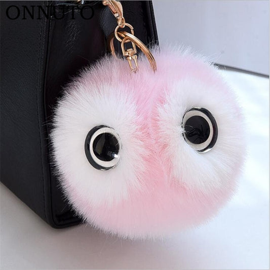 13CM Big Eyes Fluffy Rabbit Fur Cute Ball Key Chain