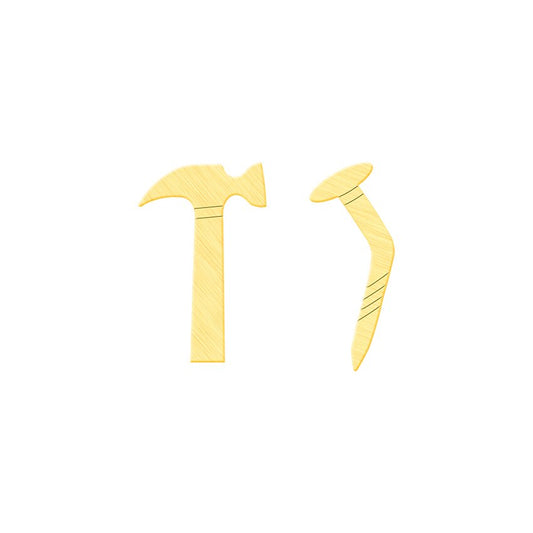 1 Pair Personalized Asymmetric Hammer Nail Stud Earrings Jewelry